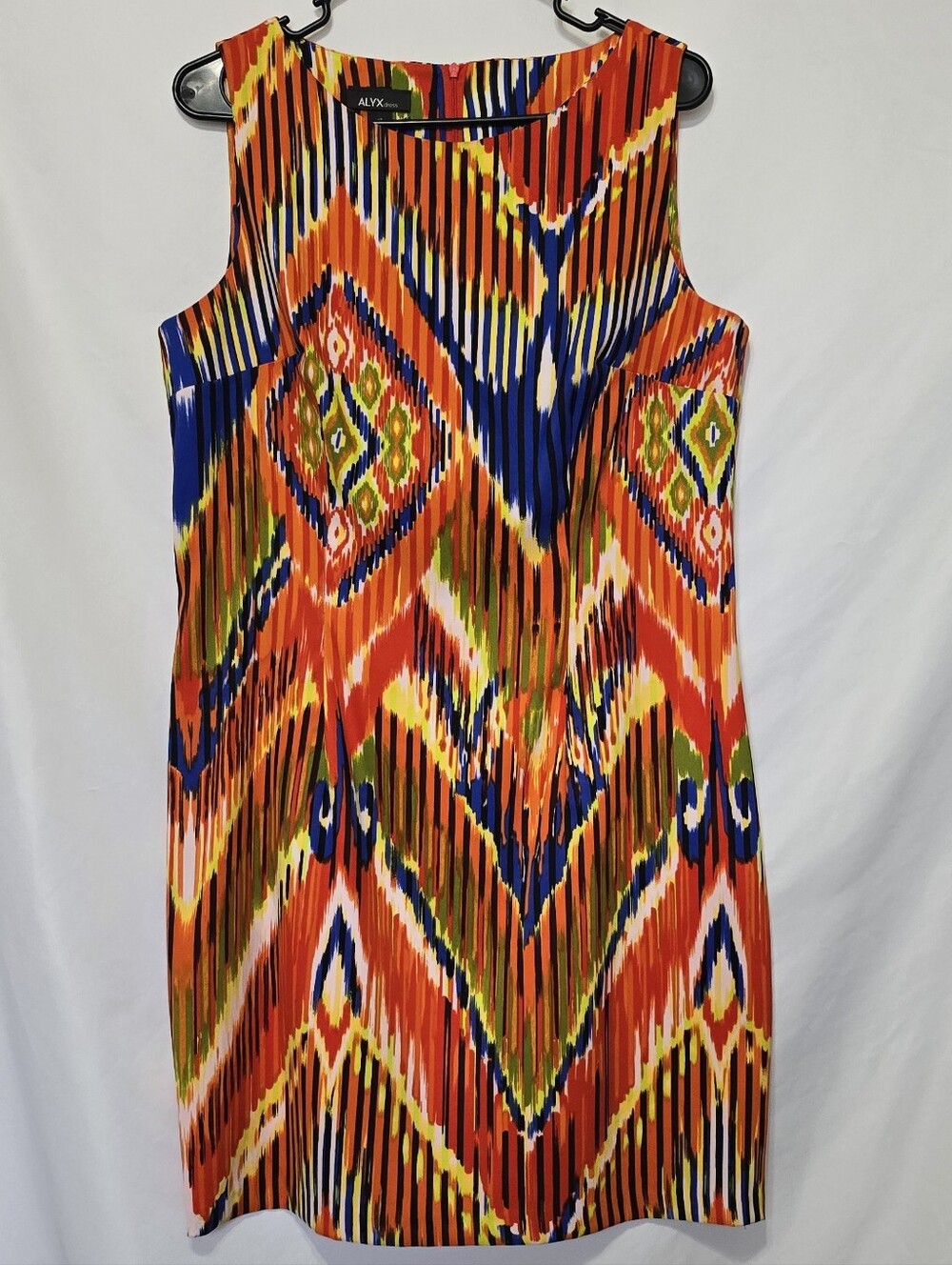 ALYX Aztec Ikat Geometric Print Sleeveless Stretch Sheath Dress